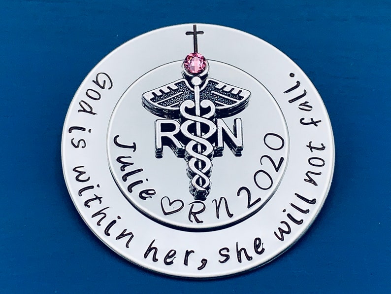 Personalized Pin for RN / Rn Gift /bsn pin/ Nursing Student Gift / Nursing Pinning Ceremony / RN pin / Nurse Pin / God is within her image 5