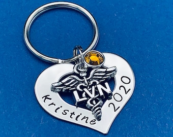 Personalized keychain for LVN / Lvn Gift / Nurses / Nursing Student Gift /  Nursing Gift / RN keychain