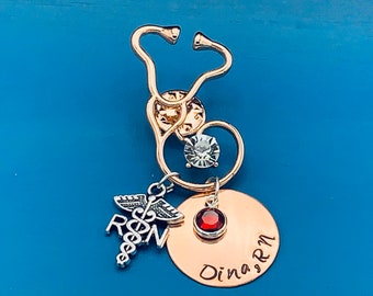 Personalized Nursing Pin / Stethoscope Heart Pin / Nursing Student /  Nursing Pinning Ceremony / Gift for Doctor/Nurses / Nursing Graduate