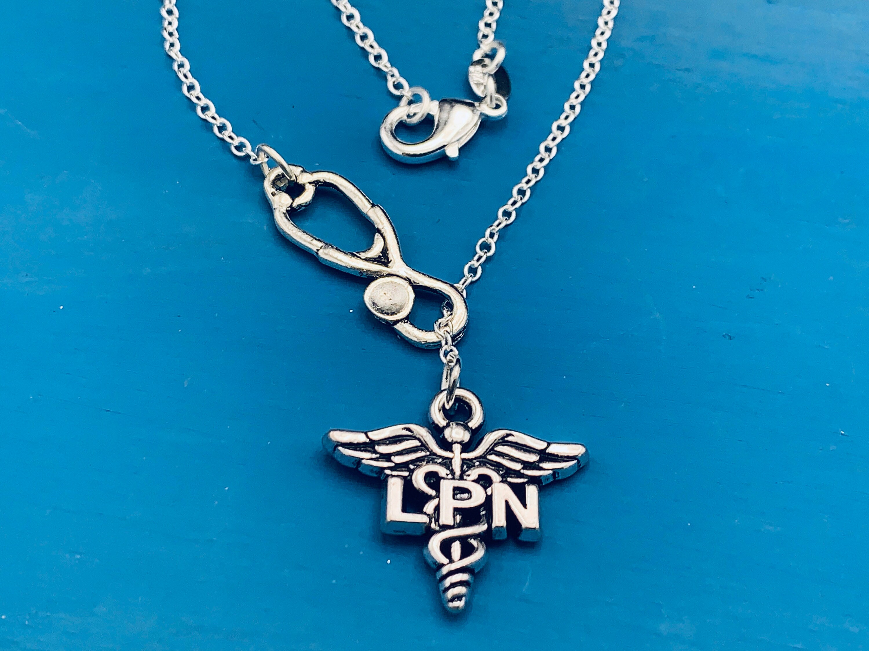 Nurse Lariat Necklace / LPN Gift / Nurse Jewelry / Stethoscope Etsy