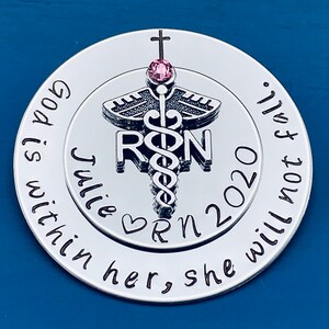 Personalized Pin for RN / Rn Gift /bsn pin/ Nursing Student Gift / Nursing Pinning Ceremony / RN pin / Nurse Pin / God is within her image 6