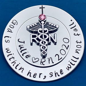 Personalized Pin for RN / Rn Gift /bsn pin/ Nursing Student Gift / Nursing Pinning Ceremony / RN pin / Nurse Pin / God is within her image 3