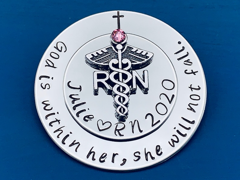 Personalized Pin for RN / Rn Gift /bsn pin/ Nursing Student Gift / Nursing Pinning Ceremony / RN pin / Nurse Pin / God is within her image 3