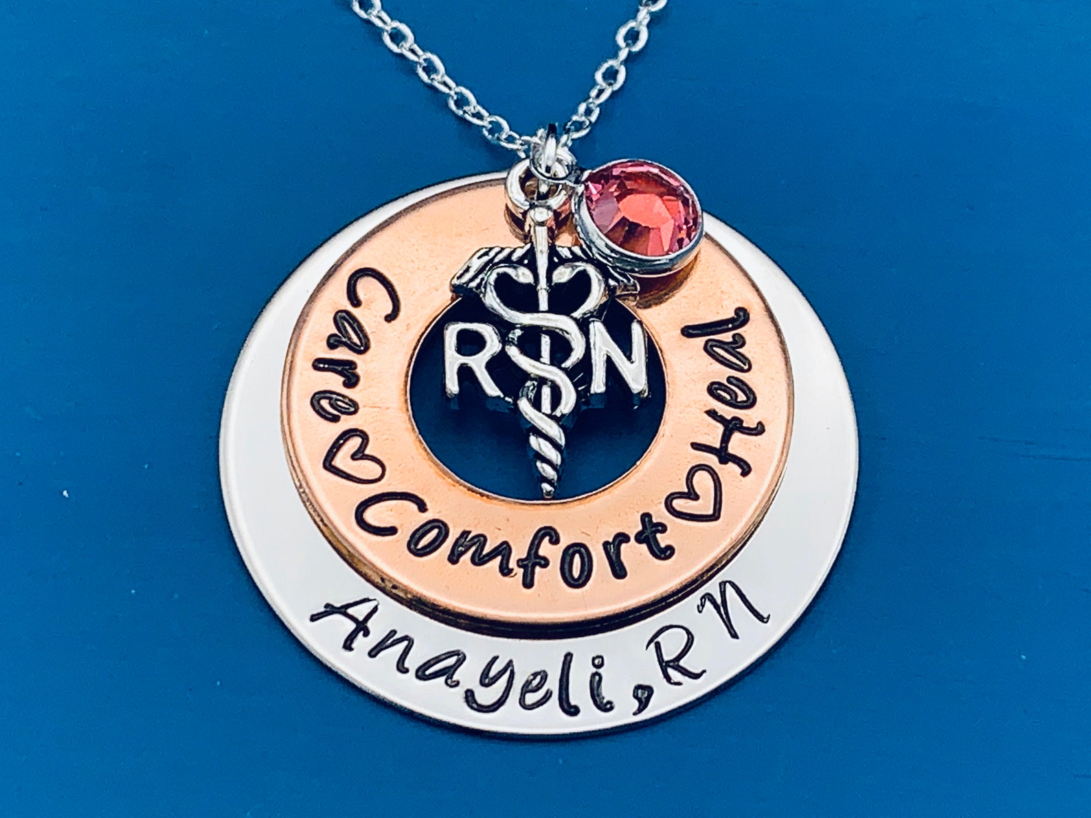 Care Comfort Heal / Personalized Necklace for RN / Rn Gift - Etsy