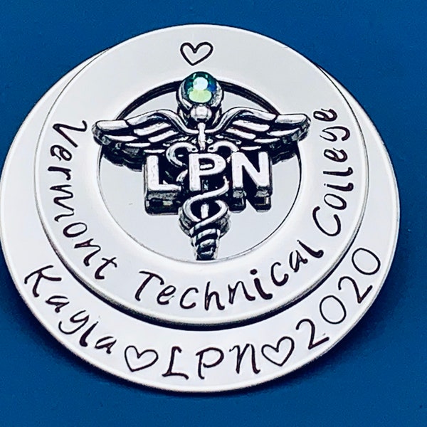 College name Pin for LPN / LPN Nurse Gift /Nurses Gift / Nursing Student Gift /  Nursing Pinning Ceremony / RN pin  / Nursing Graduate