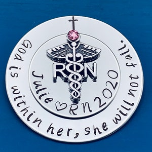 Personalized Pin for RN / Rn Gift /bsn pin/ Nursing Student Gift / Nursing Pinning Ceremony / RN pin / Nurse Pin / God is within her image 7