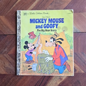Vintage Kinderbuch - Kleines goldenes Buch - Micky Maus und Goofy - Der große Bär erschreckt - 1978 Soft Cover Edition