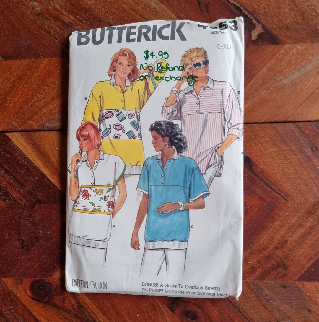 Vintage Butterick Pattern 4853 - Womens Top - Size L-XL - Etsy