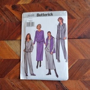 Vintage BUTTERICK Pattern 3610 Womens Vest Top Skirt Pants Sizes 8-10-12