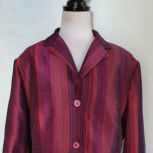Stunning Vintage Dolina Orange/Purple Stripe 2 Piece Suit Size 18