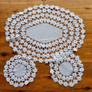 White Lace Doily Duchess Set - Matching Set of 3
