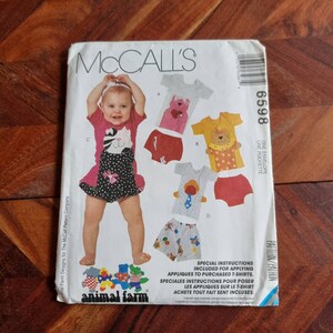 Vintage McCALLS Modello 6598 Neonati T-Shirt, Pantaloncini, Bloomers e Copripannolini Stretch Maglia Taglia S-M-L-XL