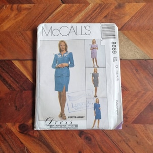 MCCALLS Vintage Pattern 8669 Womens Dress, Jacket and Skirt Sizes 12-16