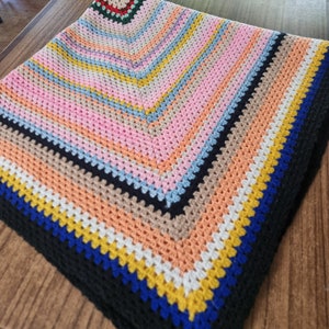 Handmade Crochet Blanket - Cot Blanket -  Knee Rug -  Multicoloured - 150cm x 150cm