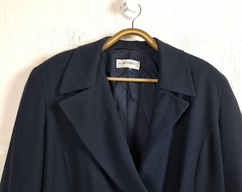Vintage DAVID LAWRENCE Womens Jacket Size 10 Navy Blue 3/4 Sleeve Collared