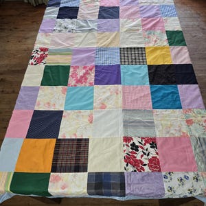 Beautiful Handmade Patchwork Quilt Tablecloth -  Cotton Bright Multicoloured   - 130cm x 200cm