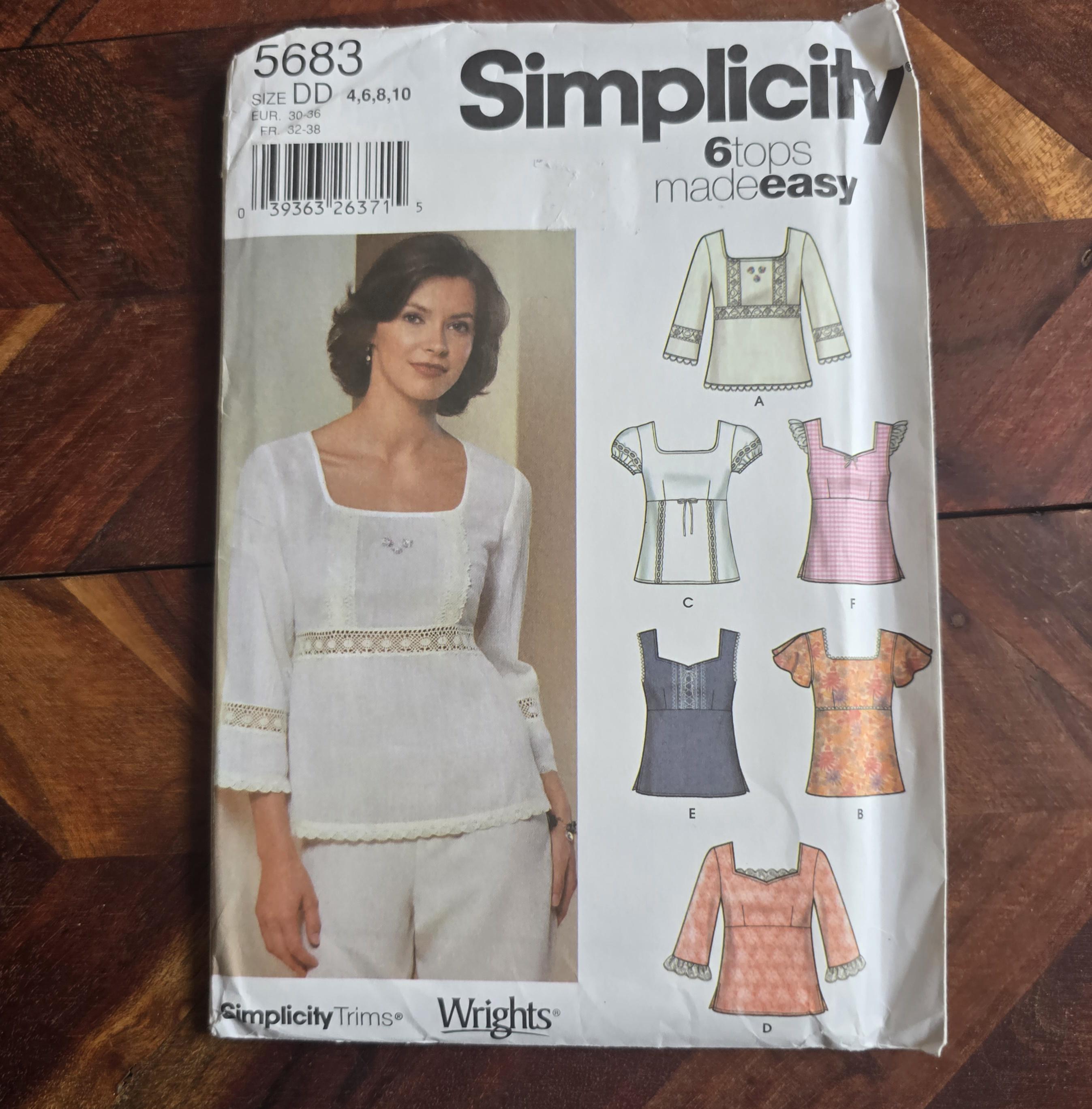 Vintage SIMPLICITY Pattern 5683 Womens Top Size 4-6-8-10 - Etsy