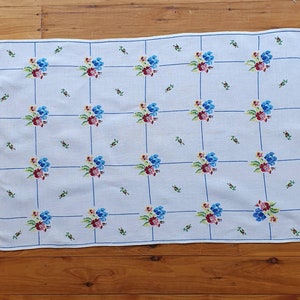 Vintage Hand Embroidered Cross Stitched Linen Table Runner