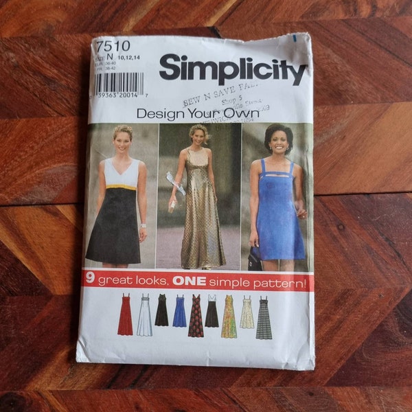 Vintage Simplicity Pattern 7510 Womens Dress Size 10-12-14