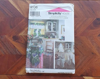 Simplicidad House Kitchen Essentials Patterns 8106 incluye delantales, potholder, té acogedor, cubiertas de electrodomésticos