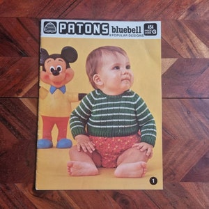 Vintage Patons Bluebell Knitting Book No. 454 - 9 Popular Babies Designs