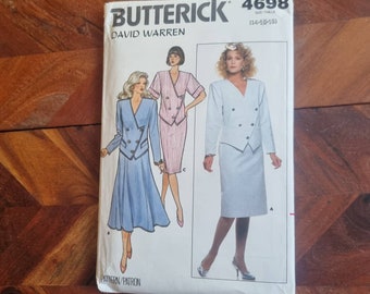 Vintage Butterick Muster 4698 - David Warren - Damen Jacke und Rock - Größe 14-16-18
