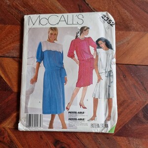 Vintage McCALLS 2352 Unisex Womens Dress Pattern Size 12