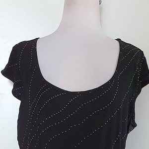 SPORTSCRAFT Vintage Black with Grey Spot Stretch Knit Maxi Dress Size XL