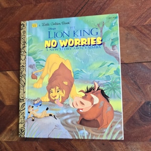Vintage Children&#39;s Book  - Little Golden Book - The Lion King - No Worries - A New Story About Simba  - 1995 Hardcover Edition