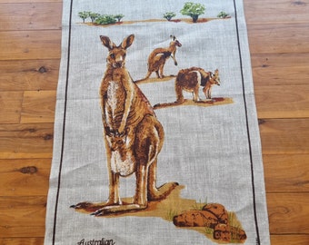 Tea Towel - Australian Kangaroo  - Linen