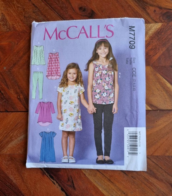 MCCALLS Pattern M7709 Girls Tops, Dresses, and Leggings Sizes 3-4-5-6