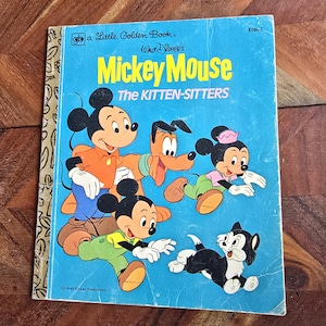 Vintage Children&#39;s Book  - Little Golden Book - Mickey Mouse - The Kitten-Sitters  - 1976 Soft Cover Edition