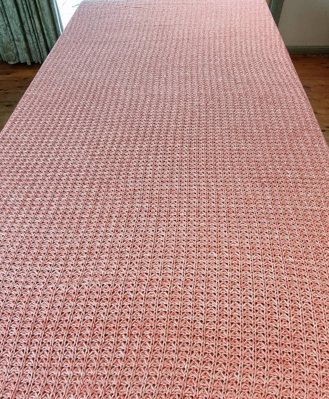 & FINCH Crochet Throw Blanket Rug Pink/white 168cm Etsy