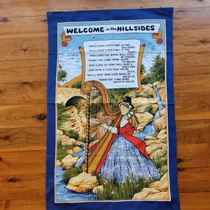 Vintage Tea Towel - Welcome in the Hillsides - Cotton