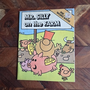 Vintage Children Books - Mr Men Word Book - Mr Silly on the Farm - Roger Hargreaves  -  1979 Soft Cover Edition
