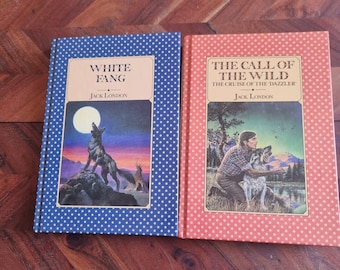 Conjunto de livros de capa dura vintage de Jack London – White Fang e The Call of the Wild