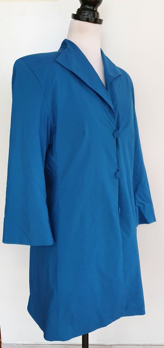 Vintage Turquoise Blue Peacoat jacket With 3 4 Sleeves Size 14