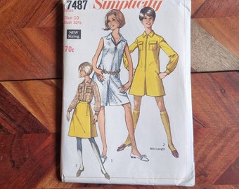 SIMPLICIDAD Pantalón Vintage y Estampado de Falda 7487 Talla 10