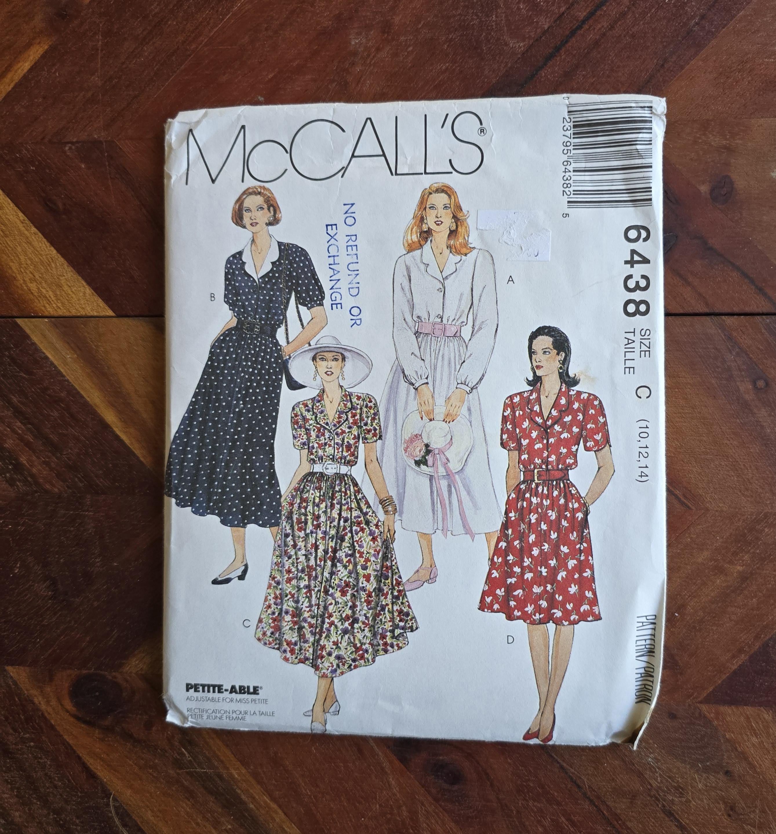 Patrón vintage MCCALLS 6438 para vestido de mujer, talla 10-12-14, image size:2678x2876