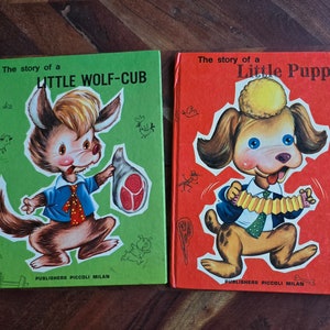 Vintage Children Book - The Story of the Little Wolf-Cub - The Story of the Little Puppy -  Ramon Sabates-Set of 2 - 1965 Hard Cover Edition