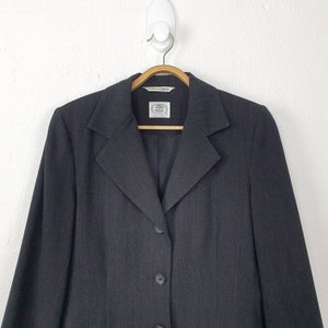 Vintage LAURA ASHLEY Charcoal Grey Wool Longline Blazer Jacket Size 10