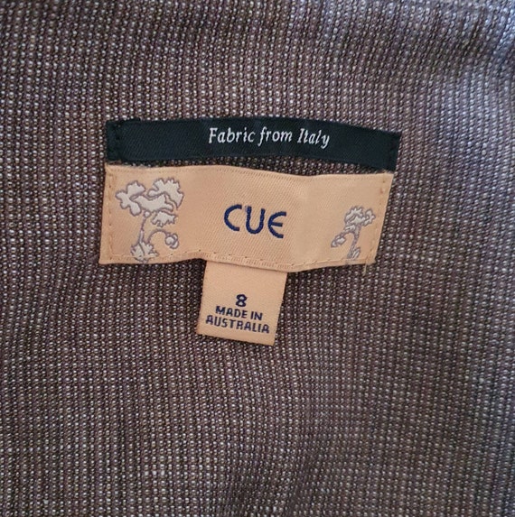 Vintage CUE Brown/Ivory Fine Check Linen Blend Dr… - image 6