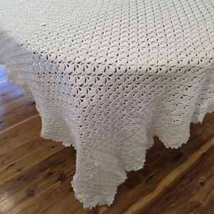 Handmade Crochet White Throw Blanket –  230cm x 300cm