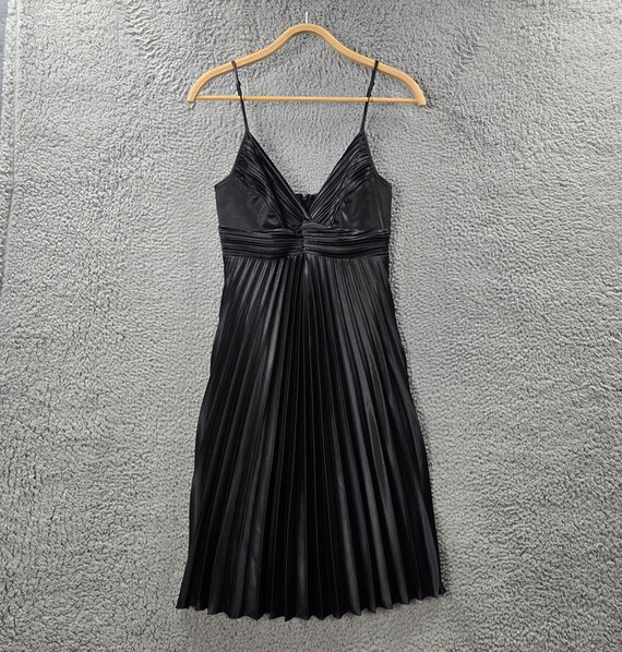 black goth long dress Spaghetti Straps Slit Mermaid Satin Pleated Black Prom Dress PSK711 US0 / Black main image 0