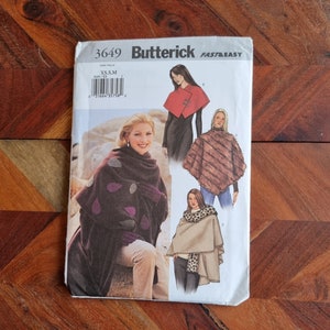 Vintage BUTTERICK Pattern 3649 Womens Poncho Capelet Stole Size XS-S-M