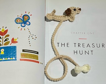 Unique Dog Lover's Gift - Handcrafted Crochet Dog with Bone Bookmark-Gift cards available