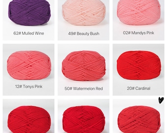 Shade of Red Premium Milk Cotton Yarn - DK Weight - 80% Cotton  - 50g weight - Ideal for Crochet (2mm-3mm Hook)