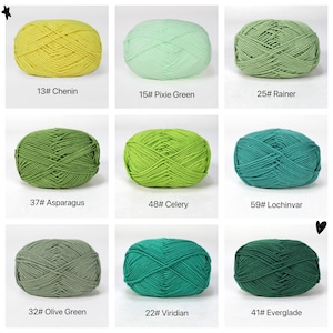 Shade of Green Premium Milk Cotton Yarn - DK Weight - 80% Cotton  - 50g weight - Ideal for Crochet (2mm-3mm Hook)