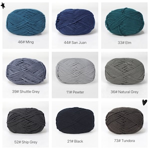 Schatten von Schwarz Grau Dunkelblau Premium DK Garn - 80% Baumwolle - 50g Gewicht - Ideal für häkeln (2 mm-3 mm Haken)