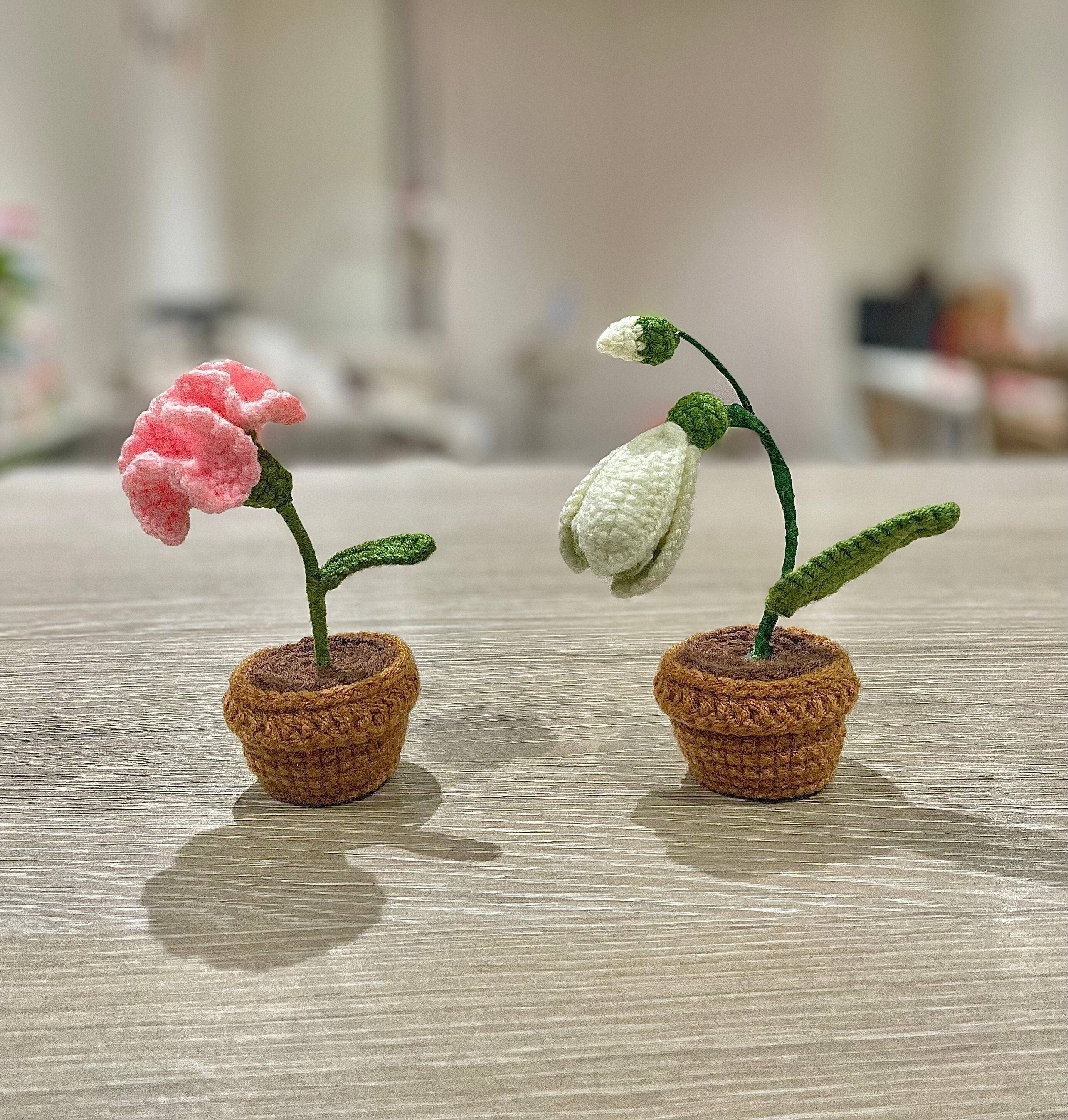 Miniature SNOWDROP in a pot, Tiny crochet white flower, Snow - Inspire  Uplift, Fake Wild Flowers 